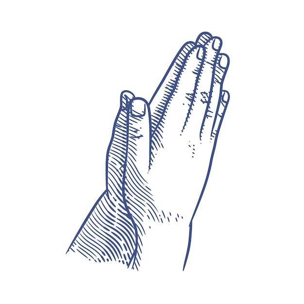 Vector praying hands line art drawing illustration hand drawn hands in praying position praying hands