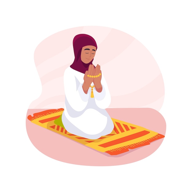 Vector praying isolated cartoon vector illustration