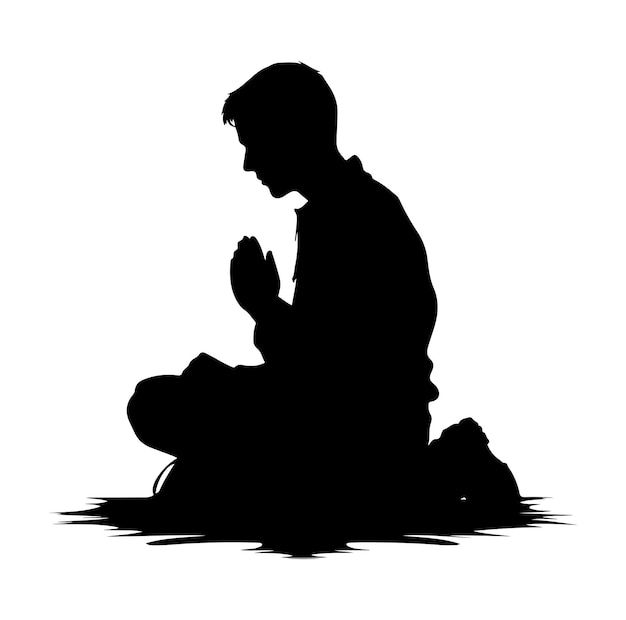 Praying silhouette vector illustration