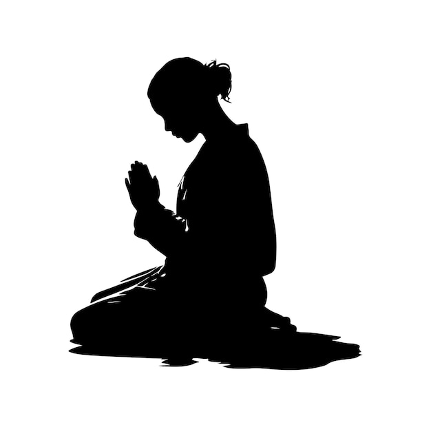 Vector praying silhouette vector illustration