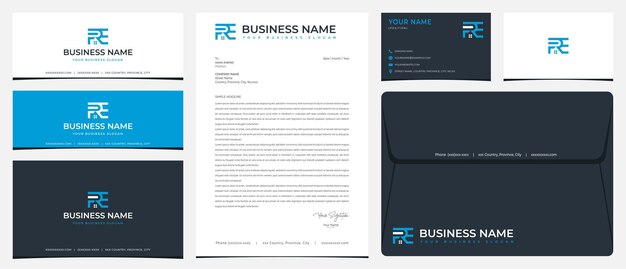 PRE House logo with stationery, business cards and social media banner designs