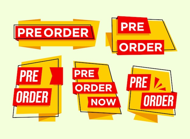 pre order promotional label design set visual graphic design for advertisement