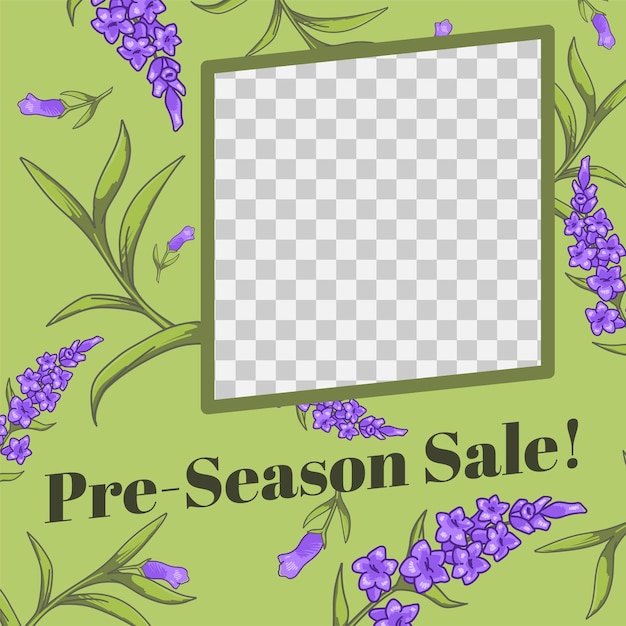 Pre season sale square frame background vector