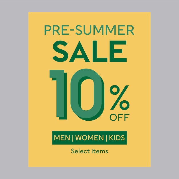 Pre summer sale 10 percent off discount promotion poster