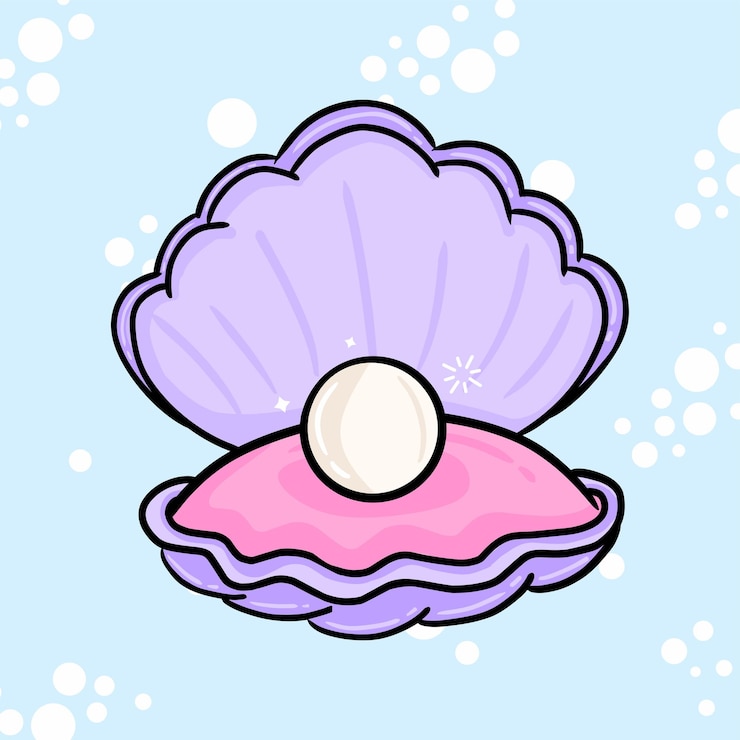 Vector precious pearl in opened shell
