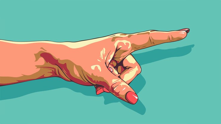 Vector precision and direction female hand pointing vector illustration