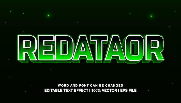 Predator editable text effect template 3d bold green neon futuristic retro typeface