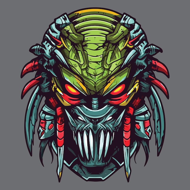 Predator warrior head vector illustration for tshirt poster and other uses