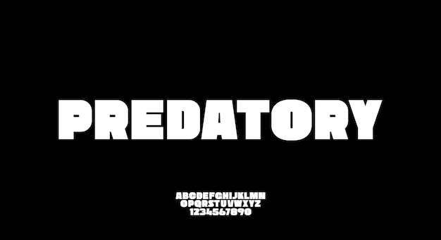 Predatory, a bold alphabet font. uppercase design typography. vector illustration