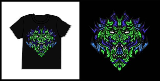 Predatory tiger head  tshirt illustration