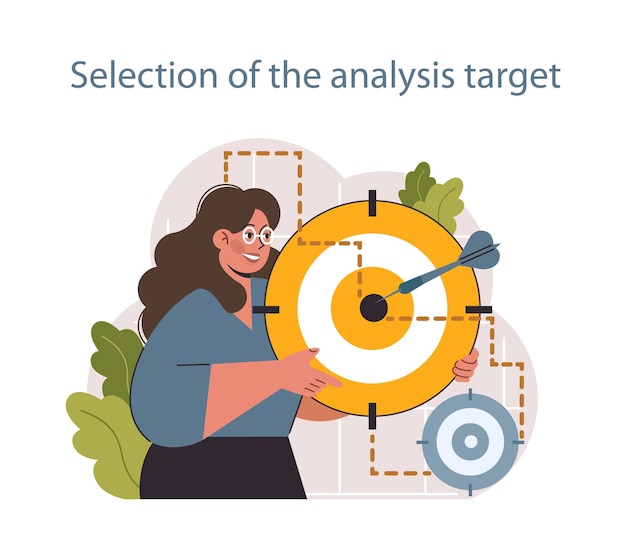 Вектор Прогнозная аналитика процесс использования и обработки данных для прогнозирования будущих результатов разработка бизнес-идей или решений цель анализа выбора персонажа плоская векторная иллюстрация
