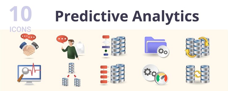 Vector predictive analytics set creative icons potential clients