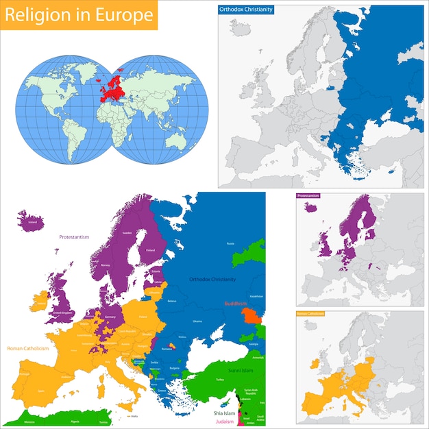 Вектор Преобладающий религиозный в европе