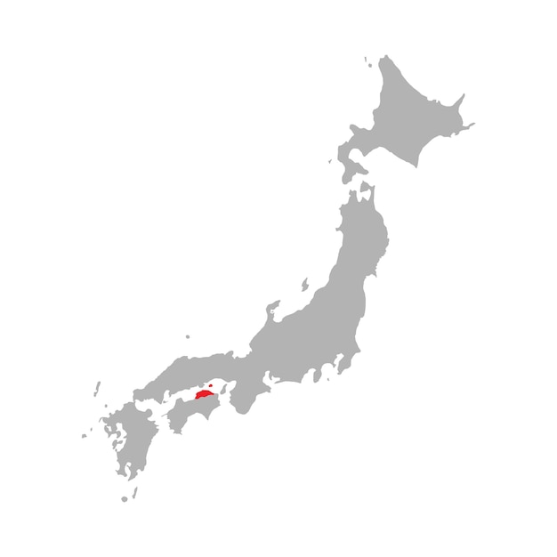 Prefectuur Kagawa gemarkeerd op de kaart van Japan