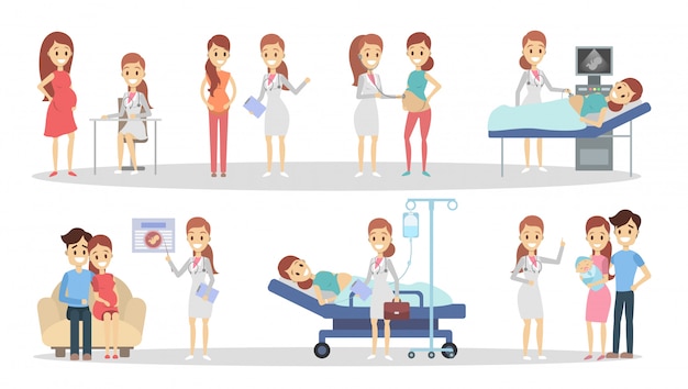 Pregnancy at clinic. From x-ray to newborn.