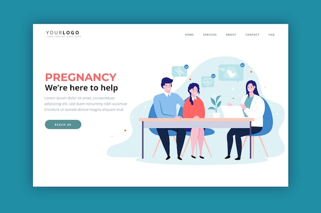 Vector pregnancy consultation landing page