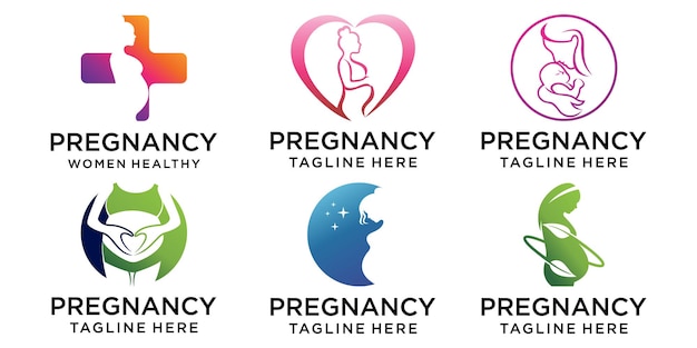 Pregnancy icon set Logo Template Design Vector Emblem Concept Design Creative Symbol