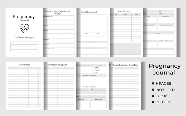 Vector pregnancy journey logbook personal pregnancy log capturing the journey logbook