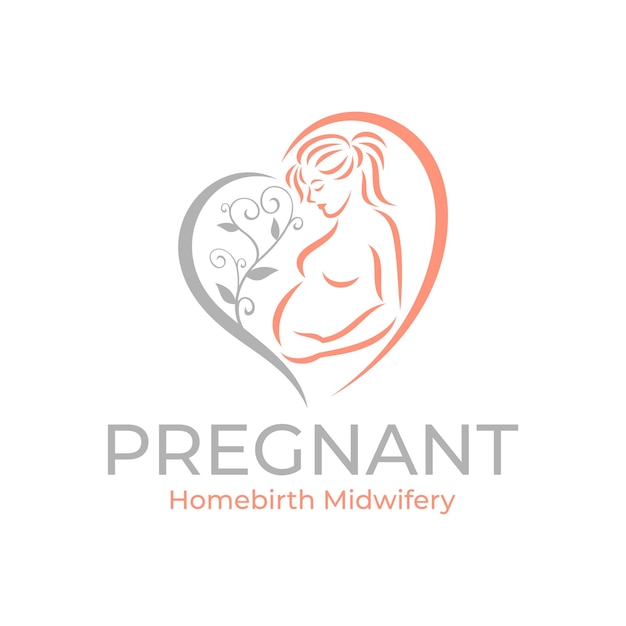 Vector pregnancy logo pregnant woman maternal vector illustration