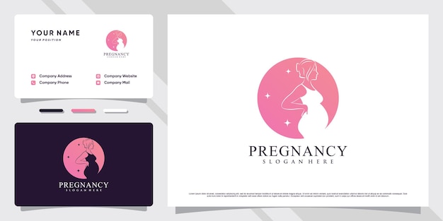 Vector pregnancy logo template with creative element and business card design premium vector