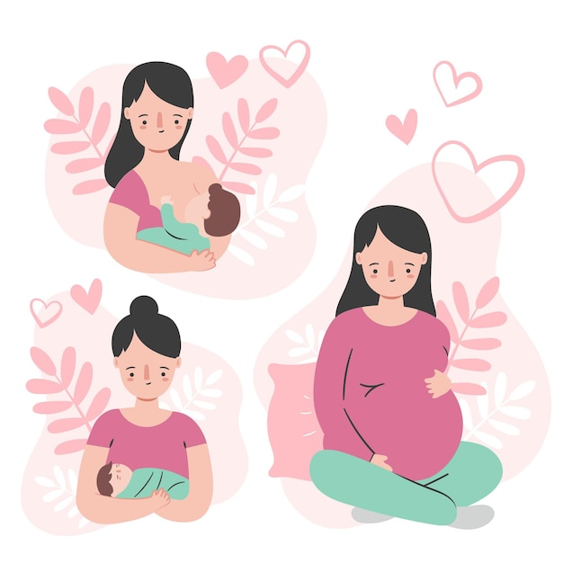 Vector pregnancy and maternity scenes