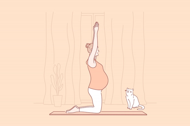 Pregnancy, motherhood, yoga illustration