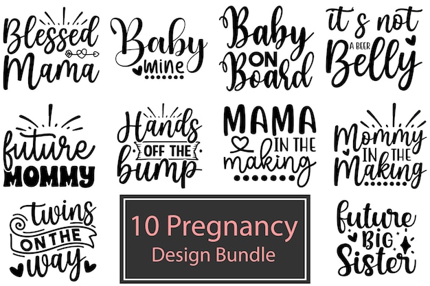 Vector pregnancy svg design bundle