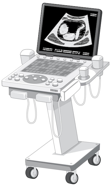 흰색 배경에 임신 초음파 모니터