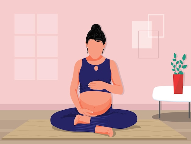 Vector pregnancy and yoga concept illustration