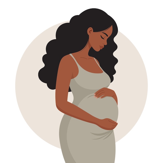 pregnant african american woman profile modern maternity clipart expecting mother illustration