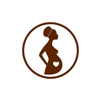 Pregnant african woman with baby inside vector icon