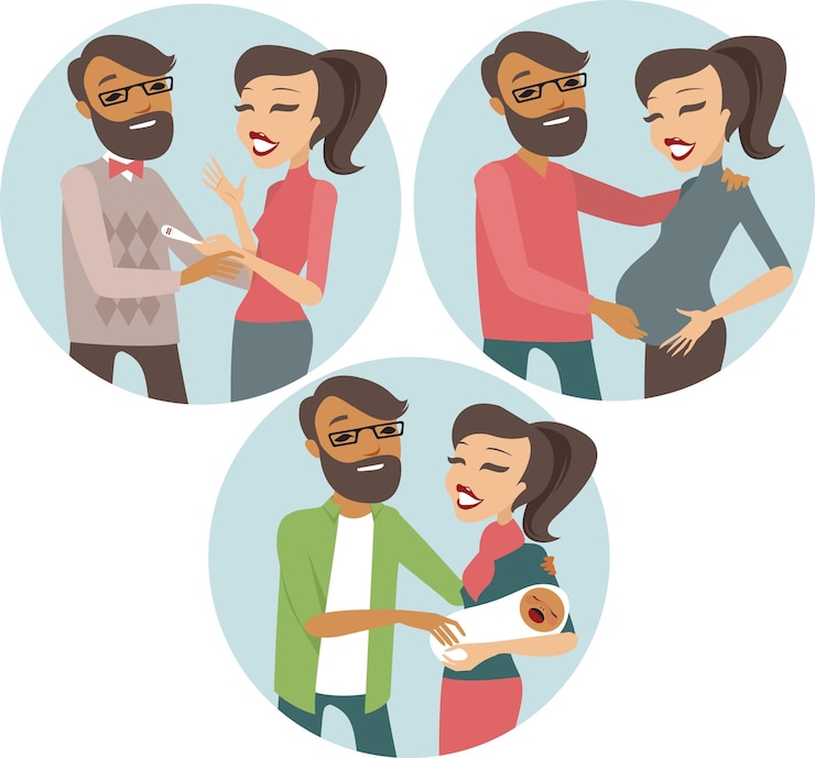 Vector pregnant couple