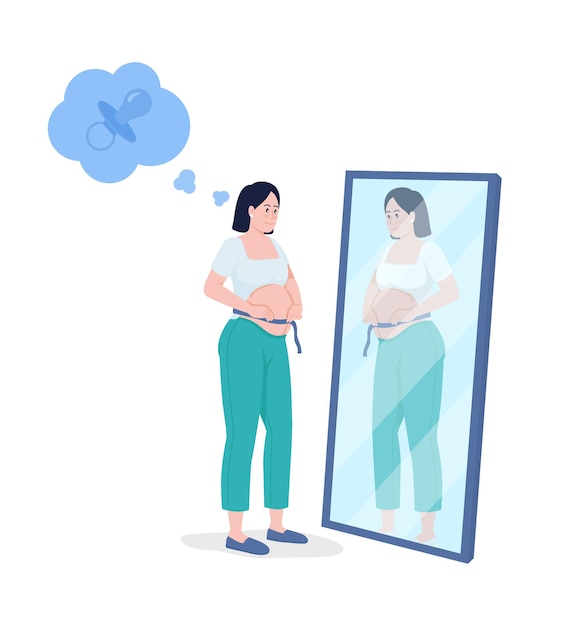pregnant future mom semi flat color vector character
