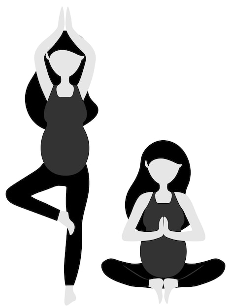 Vector pregnant girl doing yoga at home