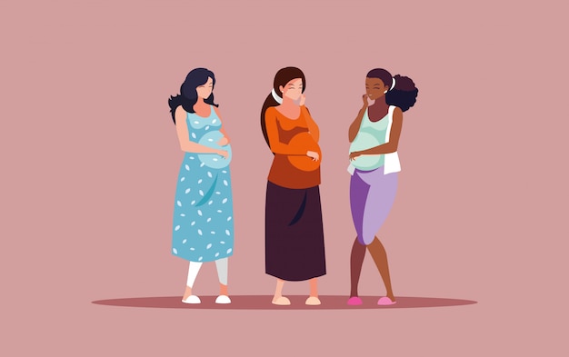 Pregnant group of women avatar character