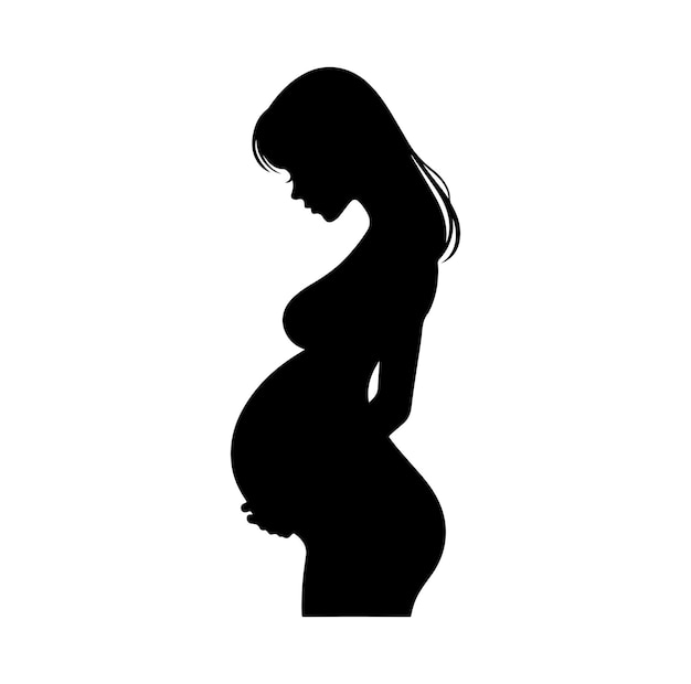 妊娠中の女性のシルエット 黒人男性のベクトルイラスト