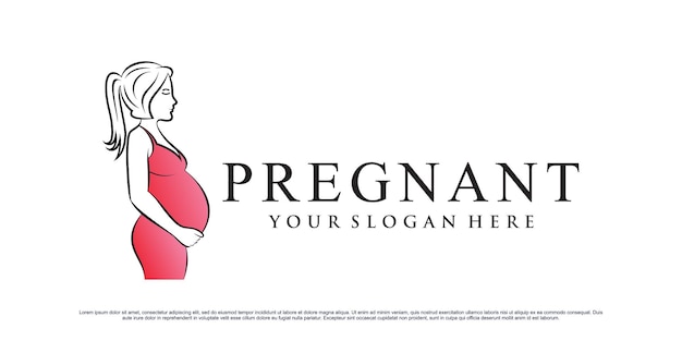 Vector pregnant logo design with creative modern concept premium vector