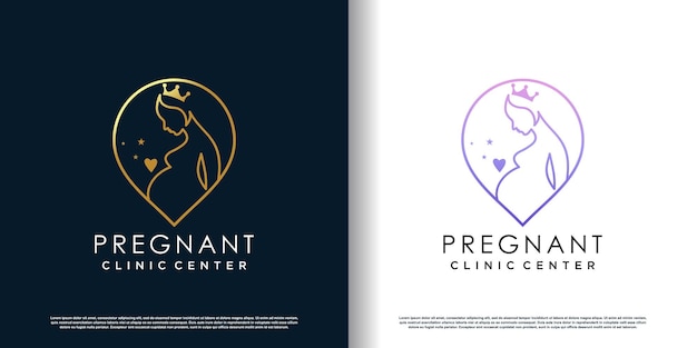 Pregnant logo with creative concept premium vector