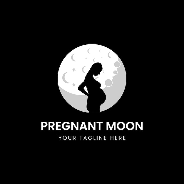 妊娠中のマタニティマザームーンスターロゴデザインテンプレート