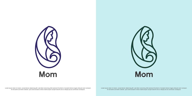 벡터 임산부 로고 디자인 일러스트레이션 라인 아트 임산부 모성 여성
