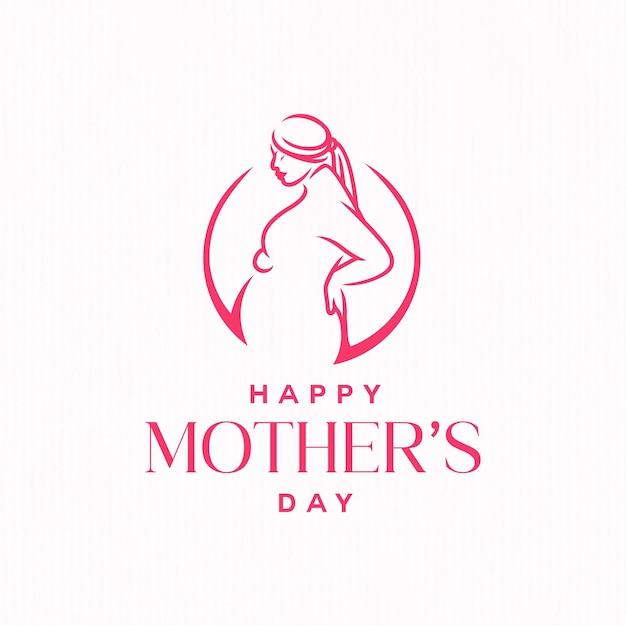 행복한 어머니의 날을 위한 임신한 어머니의 로고