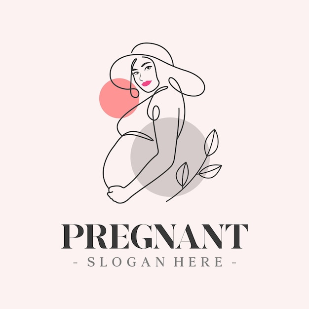 Vector pregnant mother logo in line art style