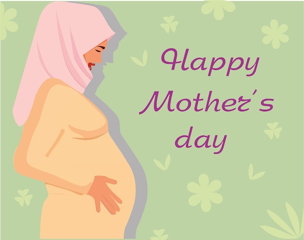 Беременная мусульманка День матери Беременная женщина в хиджабе и национальном костюме