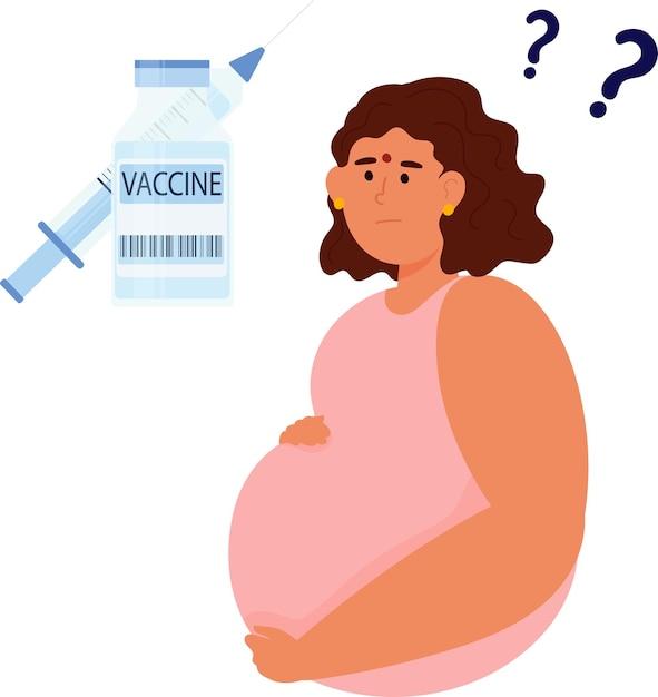 Вектор Беременная женщина выбирает вакцинироваться или нет