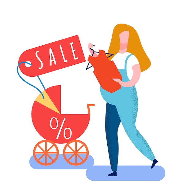 Pregnant Woman Choosing Pram  Illustration