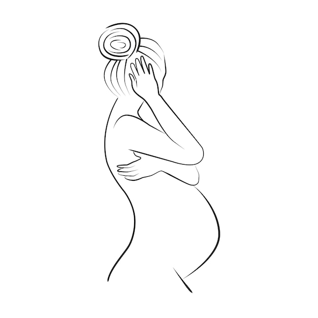 Disegno a tratteggio continuo della donna incinta. disegno a linea singola di una donna incinta. buona festa della mamma