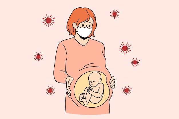 Pregnant woman and coronavirus infection concept