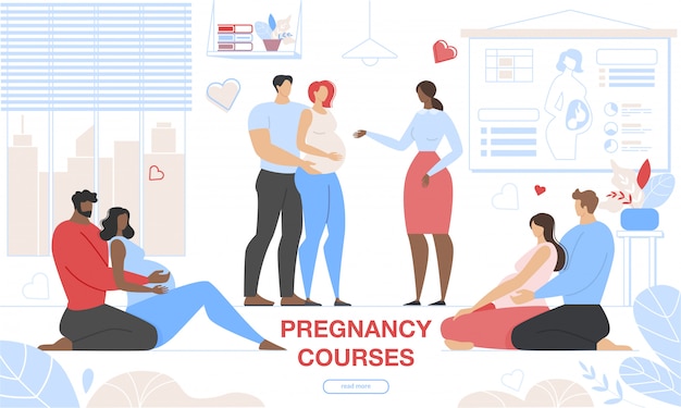 Vector pregnant woman courses. pregnancy support group
