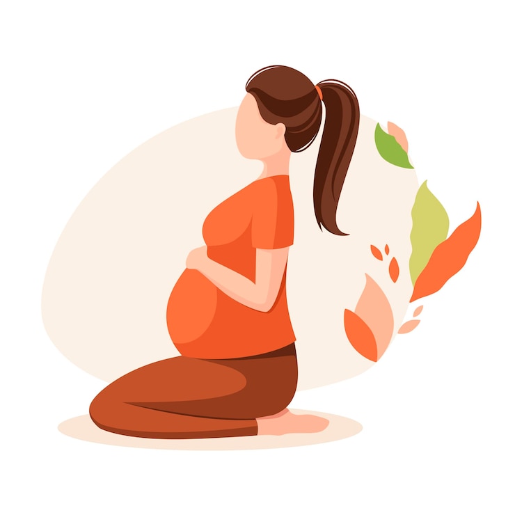 Vector a pregnant woman does yoga. a healthy lifestyle. cartoon design