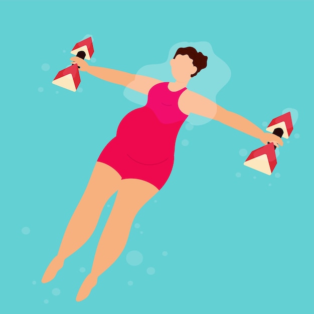 Pregnant woman doing water aerobics